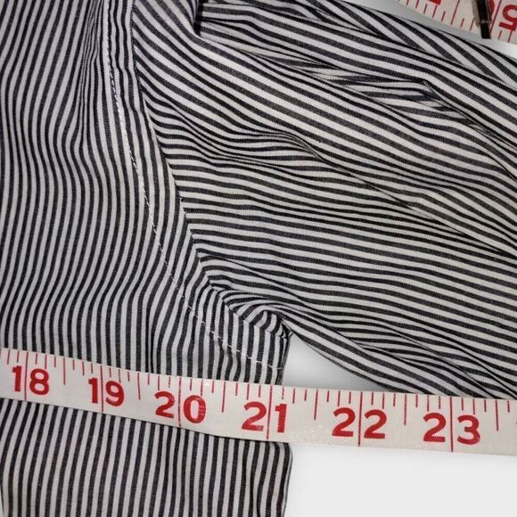 HOPE Womens Unravel Dress Sz 8 Navy Stripes‎ Button Front Collar Academia Casual - Picture 10 of 11